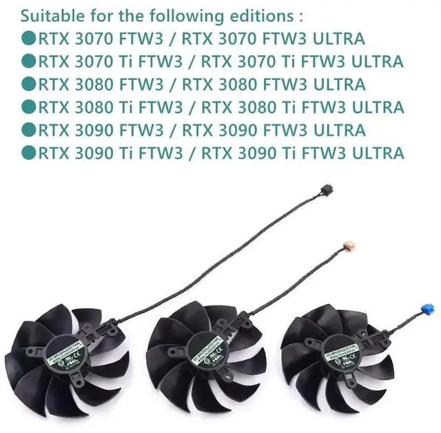 Alt view image 4 of 7 - WRIARICH 87MM PLD09220S12H GPU Cooling Fan Replacement for EVGA GeForce RTX 3070 3080 Ti 3090 FTW3 Ultra Graphics Card Cooler Fan