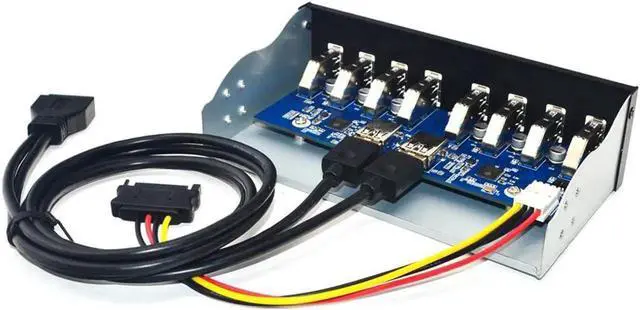 Alt view image 2 of 5 - WRIARICH 8 Port USB 3.0 Front Panel Hub, 5.25 Inch Drive Bay Internal USB Splitter for Desktop Computer Case USB Expansion
