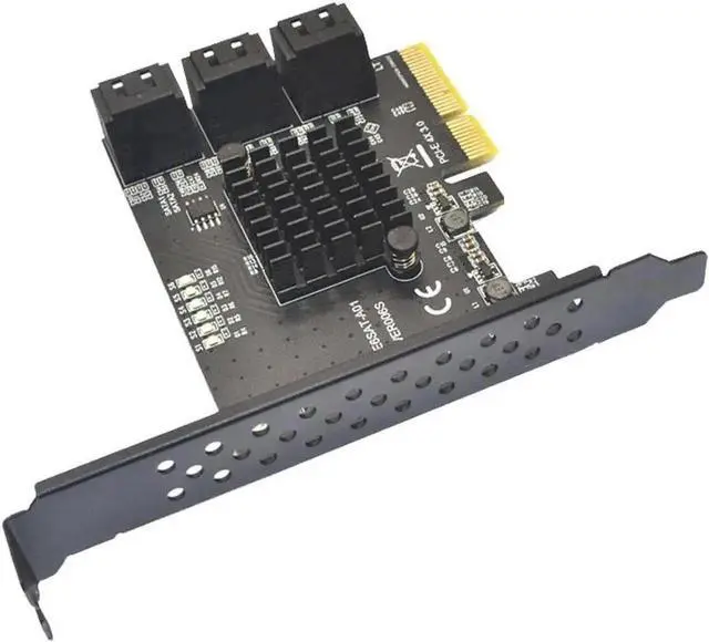 Alt view image 3 of 7 - WRIARICH 6 Ports PCIe X4 SATA 3.0 Expansion Card with ASMedia ASM1166 Chipset, 6Gbps Non-RAID SATA Controller Adapter, Full & Low Profile Brackets Included