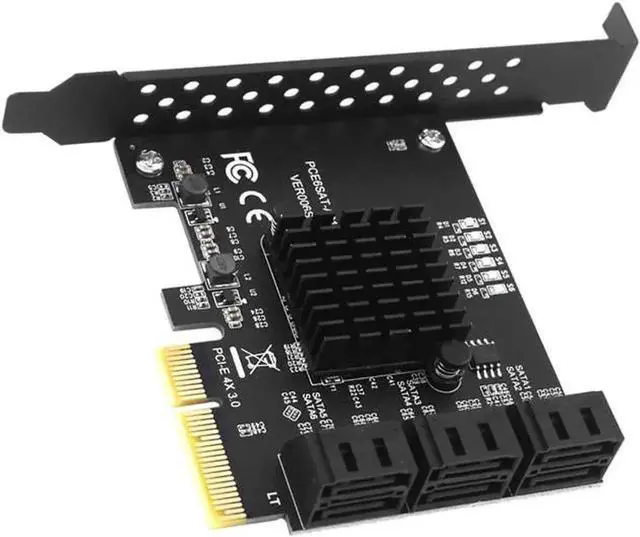 Alt view image 4 of 7 - WRIARICH 6 Ports PCIe X4 SATA 3.0 Expansion Card with ASMedia ASM1166 Chipset, 6Gbps Non-RAID SATA Controller Adapter, Full & Low Profile Brackets Included