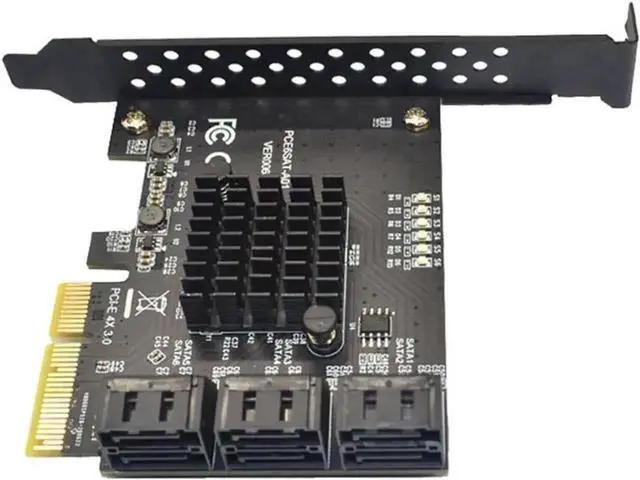 Alt view image 5 of 7 - WRIARICH 6 Ports PCIe X4 SATA 3.0 Expansion Card with ASMedia ASM1166 Chipset, 6Gbps Non-RAID SATA Controller Adapter, Full & Low Profile Brackets Included