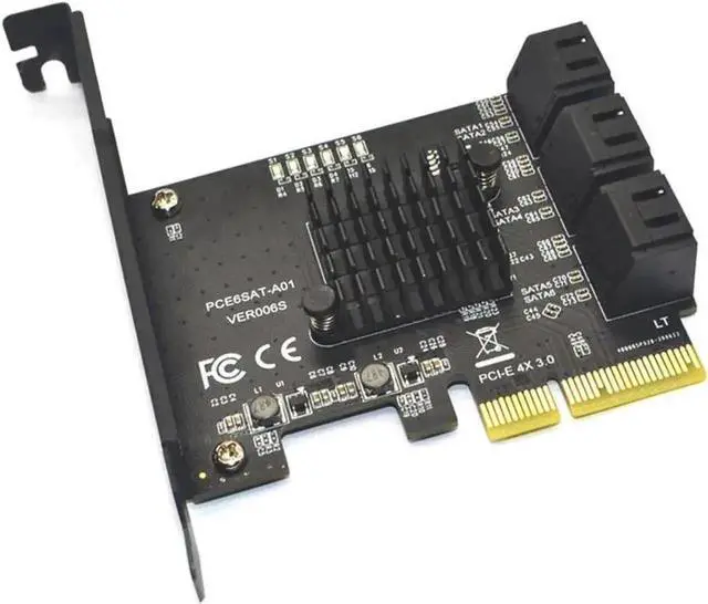 Alt view image 6 of 7 - WRIARICH 6 Ports PCIe X4 SATA 3.0 Expansion Card with ASMedia ASM1166 Chipset, 6Gbps Non-RAID SATA Controller Adapter, Full & Low Profile Brackets Included