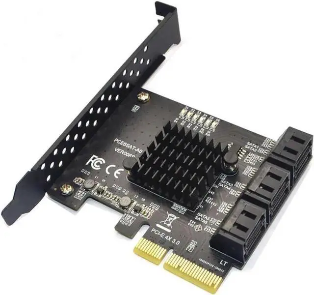 Alt view image 7 of 7 - WRIARICH 6 Ports PCIe X4 SATA 3.0 Expansion Card with ASMedia ASM1166 Chipset, 6Gbps Non-RAID SATA Controller Adapter, Full & Low Profile Brackets Included