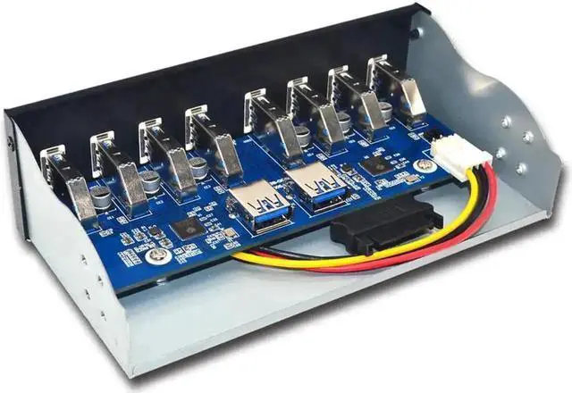 Alt view image 3 of 5 - WRIARICH 8 Port USB 3.0 Front Panel Hub, 5.25 Inch Bay Internal Splitter for Desktop Computer Case USB Expansion
