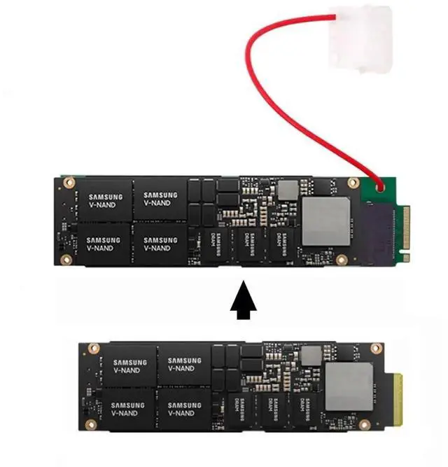 Alt view image 5 of 7 - WRIARICH EDSFF E1.S 1U Short Ruler GEN-Z SSD to M.2 NVMe NGFF M-Key PCIe x4 Host Carrier Adapter with 4Pin External Power Supply for Server & Workstation Storage Expansion