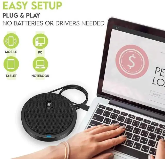 Alt view image 5 of 6 - WRIARICH Conference USB Desktop Microphone, Omnidirectional PC Mic with Mute Button & LED Indicator, Plug and Play for Online Meeting, Class, Skype, Zoom and Recording, No Built-in Speaker