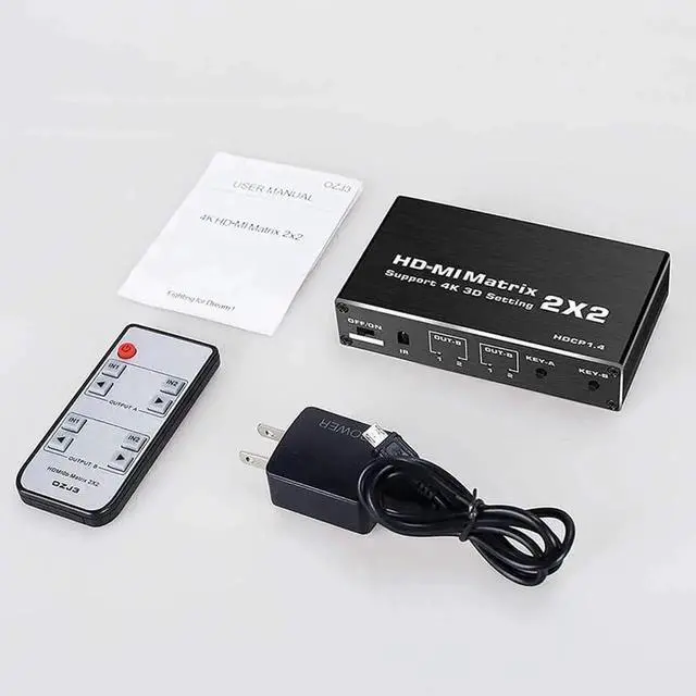Alt view image 5 of 7 - WRIARICH 2x2 HDMI Matrix Switch 2 in 2 Out with IR Remote Control, HDMI 2.0b 4K@60Hz Matrix Splitter Supports HDR, HDCP1.4, 3D, 1080P, YUV 4:2:0, Model OZJ3