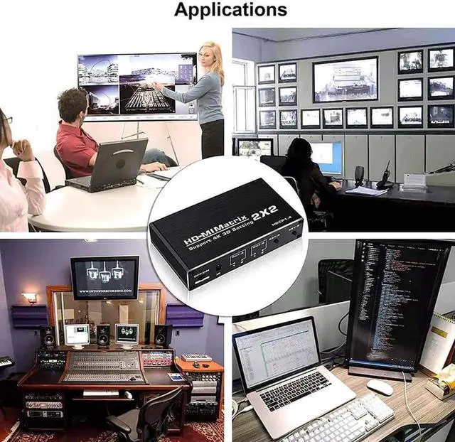 Alt view image 2 of 7 - WRIARICH 2x2 HDMI Matrix Switch 2 in 2 Out with IR Remote Control, HDMI 2.0b 4K@60Hz Matrix Splitter Supports HDR, HDCP1.4, 3D, 1080P, YUV 4:2:0, Model OZJ3