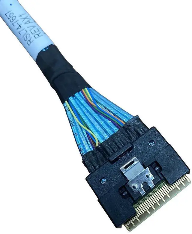 Alt view image 5 of 5 - WRIARICH 80cm SlimSAS Splitter Cable, SFF-8654 74Pin 8X to Dual SFF-8643 36Pin 2×4X Mini SAS HD Server Internal Storage Data Cable