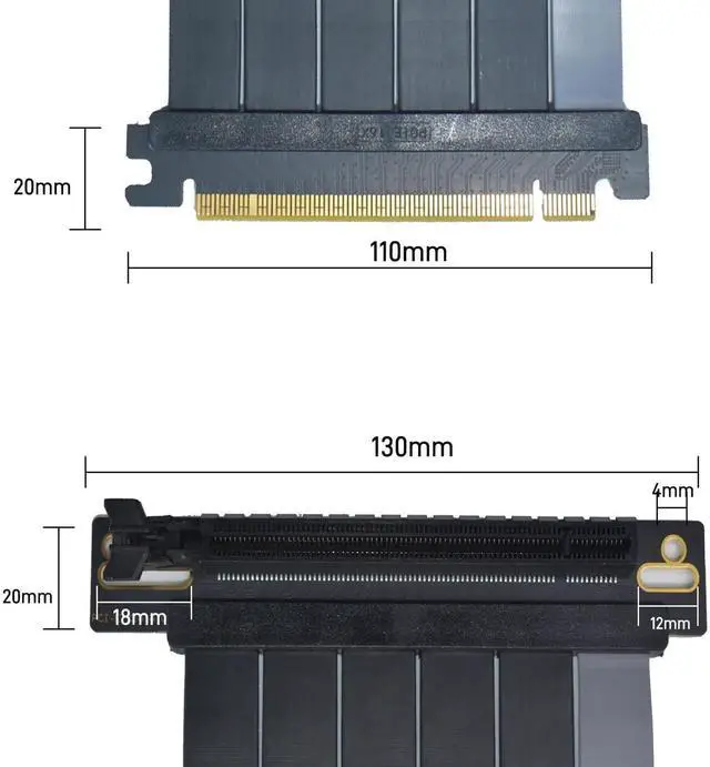 Alt view image 3 of 4 - WRIARICH 200mm Black Right Angle PCIe 4.0 x16 GPU Riser Extension Cable