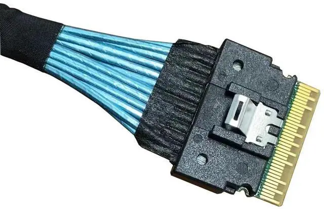 Alt view image 2 of 6 - WRIARICH 80cm SlimSAS Splitter Cable, SFF-8654 74Pin 8X to Dual SFF-8643 36Pin 2×4X Mini SAS HD Server Internal Storage Cable