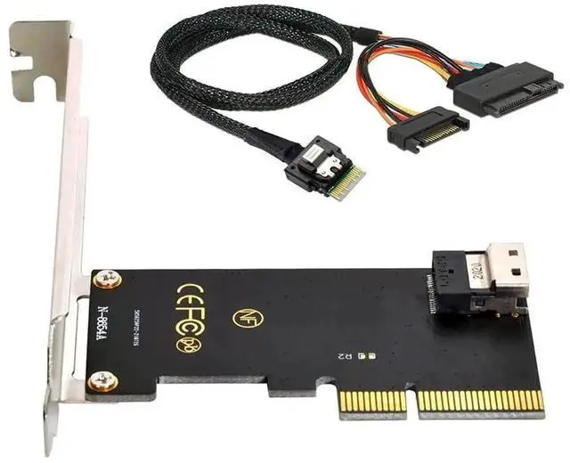 Alt view image 2 of 7 - WRIARICH PCIe 3.0 4.0 SFF-8654 Slimline SAS to SFF-8639 U.2 NVMe SSD Cable, Slimline SAS Adapter Cable for Motherboard U2 PCIe SSD Storage Connection