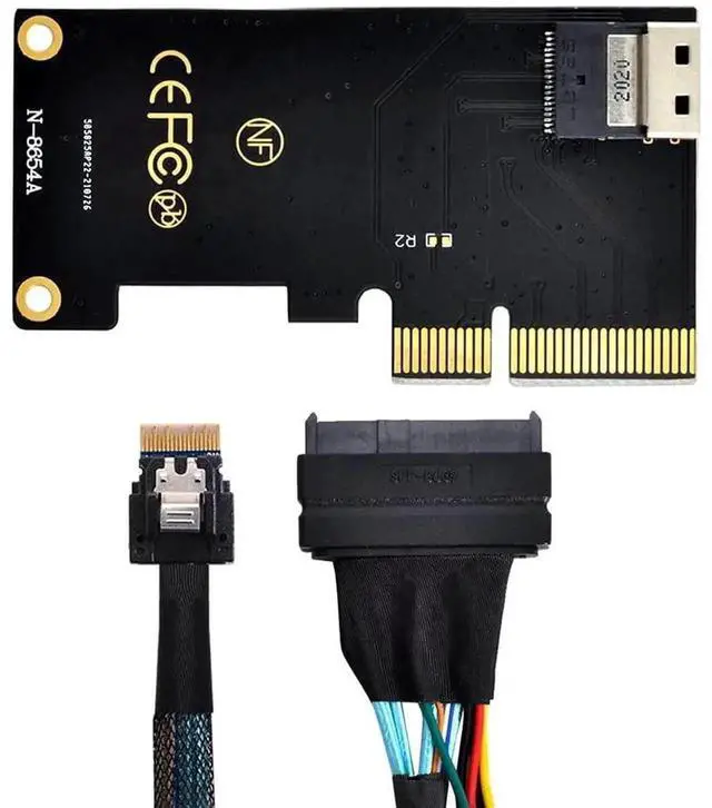 Alt view image 5 of 7 - WRIARICH PCIe 3.0 4.0 SFF-8654 Slimline SAS to SFF-8639 U.2 NVMe SSD Cable, Slimline SAS Adapter Cable for Motherboard U2 PCIe SSD Storage Connection