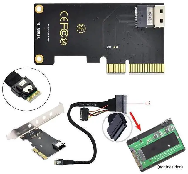 Alt view image 7 of 7 - WRIARICH PCIe 3.0 4.0 SFF-8654 Slimline SAS to SFF-8639 U.2 NVMe SSD Cable, Slimline SAS Adapter Cable for Motherboard U2 PCIe SSD Storage Connection