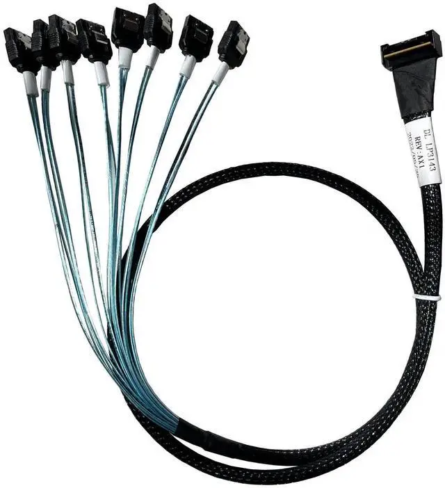 Main image of SlimSAS X8 SFF-8654 74Pin to 8×SATA 7Pin Breakout Cable, 85CM Internal Storage Cable Compatible with Dell PERC H750 H755 RAID Controller, Connect SlimSAS Host RAID Card to SATA Hard Drive Backplane