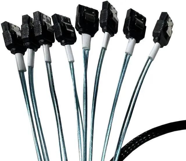 Alt view image 2 of 4 - SlimSAS X8 SFF-8654 74Pin to 8×SATA 7Pin Breakout Cable, 85CM Internal Storage Cable Compatible with Dell PERC H750 H755 RAID Controller, Connect SlimSAS Host RAID Card to SATA Hard Drive Backplane