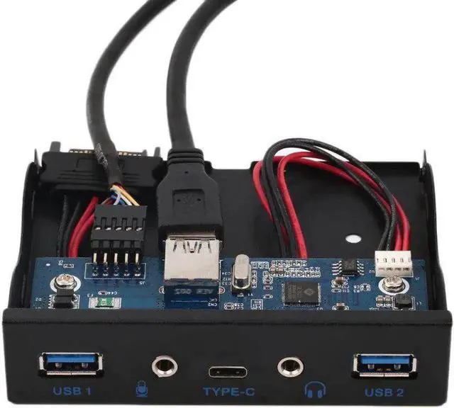 Alt view image 3 of 3 - WRIARICH 3.5 Inch Floppy Bay Front Panel Hub, 2×USB3.0 + USB3.1 Type-C Port + HD Audio & Mic Jack Internal Expansion Card for Desktop PC