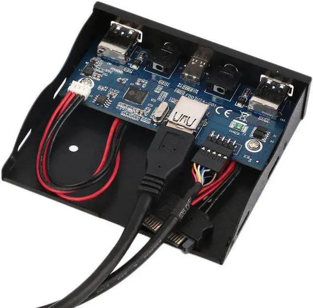 Alt view image 2 of 3 - WRIARICH 3.5 Inch Floppy Bay Front Panel Hub, 2×USB3.0 + USB3.1 Type-C Port + HD Audio & Mic Jack Internal Expansion Card for Desktop PC