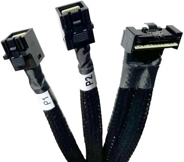 Main image of WRIARICH 80cm SlimSAS SFF-8654 74Pin 8X to Dual SFF-8643 36Pin 4X Server Cable, Compatible with DELL PERC H750 H755 RAID Controllers