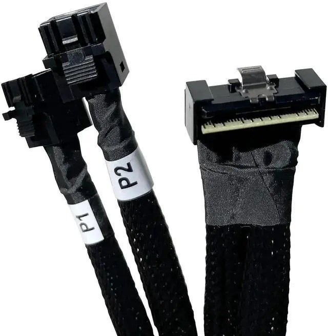Alt view image 4 of 5 - WRIARICH 80cm SlimSAS SFF-8654 74Pin 8X to Dual SFF-8643 36Pin 4X Server Cable, Compatible with DELL PERC H750 H755 RAID Controllers