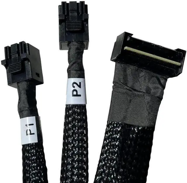 Alt view image 2 of 5 - WRIARICH 80cm SlimSAS SFF-8654 74Pin 8X to Dual SFF-8643 36Pin 4X Server Cable, Compatible with DELL PERC H750 H755 RAID Controllers