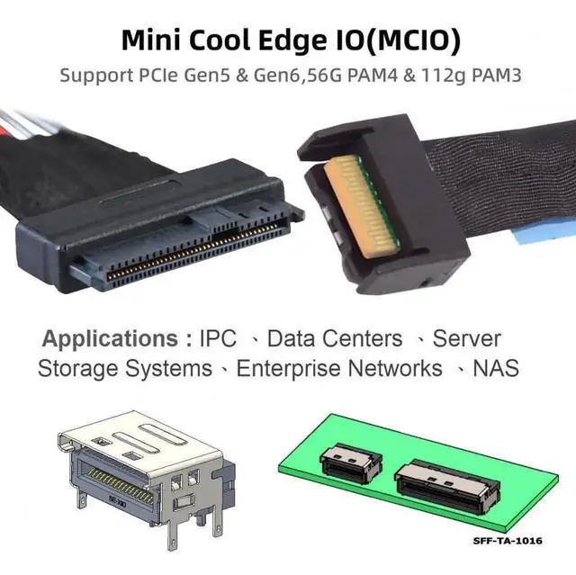 Alt view image 4 of 4 - WRIARICH 50cm MCIO 4X Mini Cool Edge IO to U.2 SFF-8639 NVMe PCIe Cable, Motherboard High-Speed SSD Connection Cord