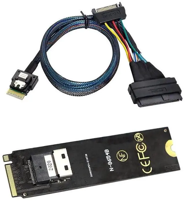 Alt view image 2 of 7 - M.2 NGFF M-Key PCIe 4.0 Expansion Kit, M.2 to SFF-8654 Slimline SAS Adapter Card + SFF-8654 to SFF-8639 U.2 NVMe Interconnect Cable, Complete Motherboard 2.5" U.2 SSD Storage Extension Solution