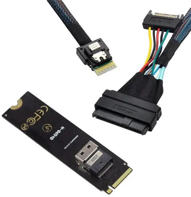 Alt view image 3 of 7 - M.2 NGFF M-Key PCIe 4.0 Expansion Kit, M.2 to SFF-8654 Slimline SAS Adapter Card + SFF-8654 to SFF-8639 U.2 NVMe Interconnect Cable, Complete Motherboard 2.5" U.2 SSD Storage Extension Solution