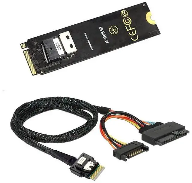Alt view image 4 of 7 - M.2 NGFF M-Key PCIe 4.0 Expansion Kit, M.2 to SFF-8654 Slimline SAS Adapter Card + SFF-8654 to SFF-8639 U.2 NVMe Interconnect Cable, Complete Motherboard 2.5" U.2 SSD Storage Extension Solution