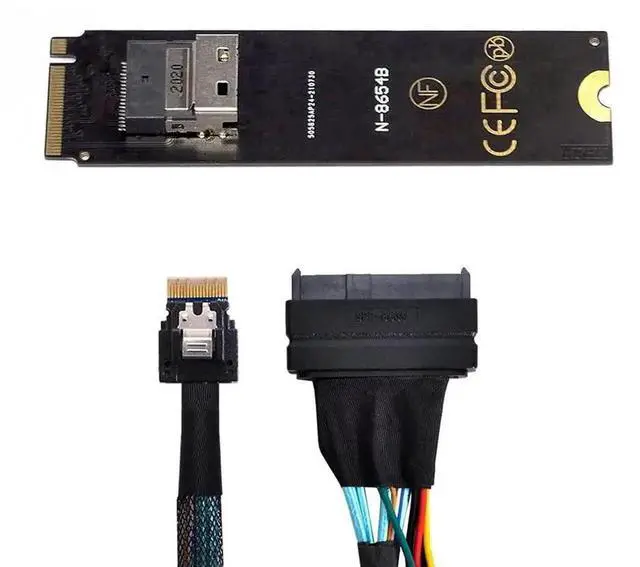 Alt view image 6 of 7 - M.2 NGFF M-Key PCIe 4.0 Expansion Kit, M.2 to SFF-8654 Slimline SAS Adapter Card + SFF-8654 to SFF-8639 U.2 NVMe Interconnect Cable, Complete Motherboard 2.5" U.2 SSD Storage Extension Solution