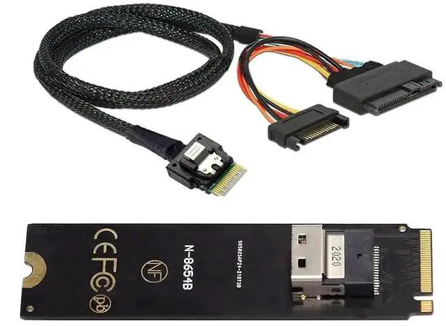 Alt view image 7 of 7 - M.2 NGFF M-Key PCIe 4.0 Expansion Kit, M.2 to SFF-8654 Slimline SAS Adapter Card + SFF-8654 to SFF-8639 U.2 NVMe Interconnect Cable, Complete Motherboard 2.5" U.2 SSD Storage Extension Solution