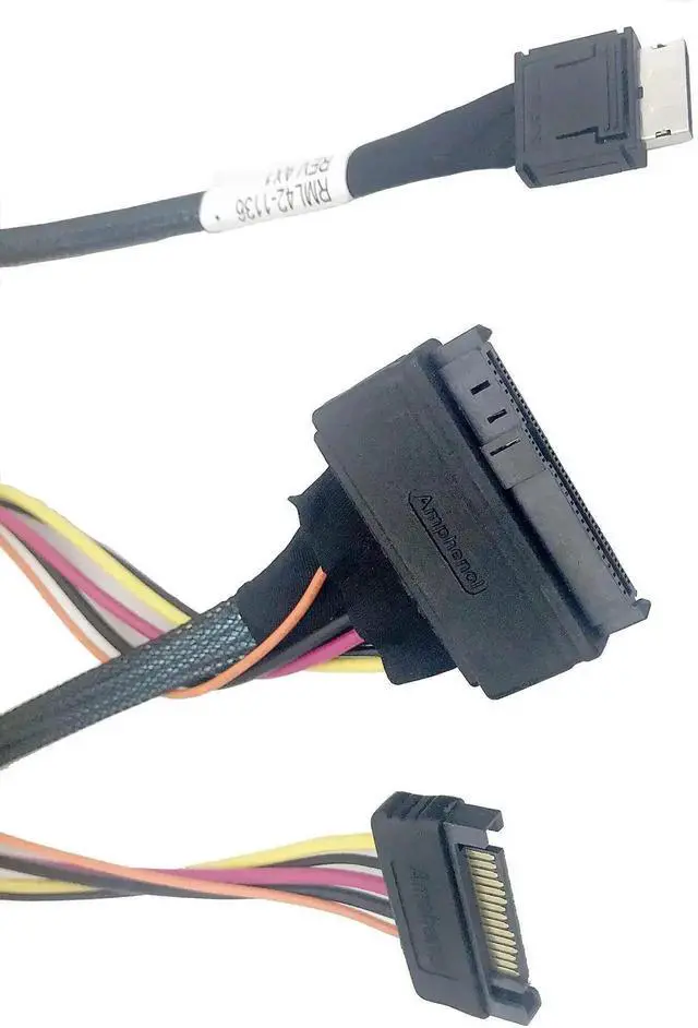 Alt view image 2 of 5 - WRIARICH SFF-8087 38Pin Mini SAS to 4 SATA SSD Breakout Cable with Power Supply, 100CM Internal Hard Drive Multi-Drop Wire