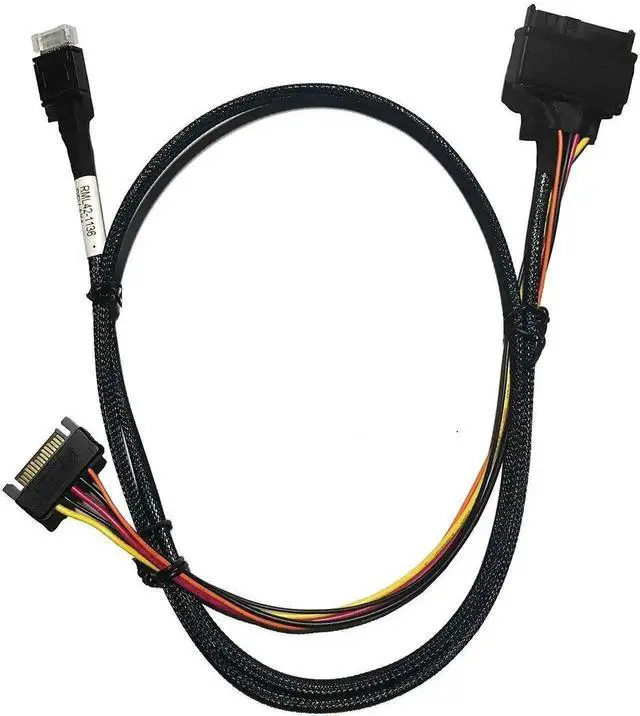 Main image of WRIARICH SFF-8087 38Pin Mini SAS to 4 SATA SSD Breakout Cable with Power Supply, 100CM Internal Hard Drive Multi-Drop Wire