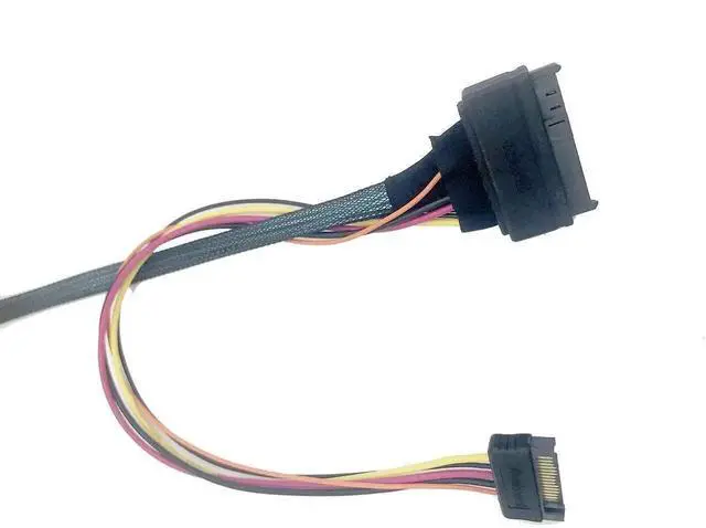 Alt view image 5 of 5 - WRIARICH SFF-8087 38Pin Mini SAS to 4 SATA SSD Breakout Cable with Power Supply, 100CM Internal Hard Drive Multi-Drop Wire