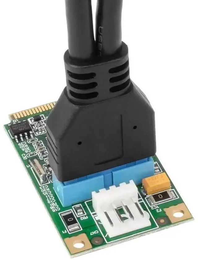 Alt view image 3 of 5 - E3-MPERS-2P Mini PCI-E USB 3.0 Expansion Card with 19-Pin Internal Female Header & USB 3.0 Extension Cable, 5Gbps Super Speed Mini PCIe Adapter for Industrial PC, Mini Host Front Panel USB Expansion