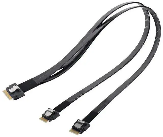 Alt view image 6 of 7 - WRIARICH 50cm PCIe 4.0 Ultraport Slimline SAS Fanout Cable, SFF-8654 8i 74Pin Host to Dual SFF-8654 4i 38Pin Target Server Storage Cable