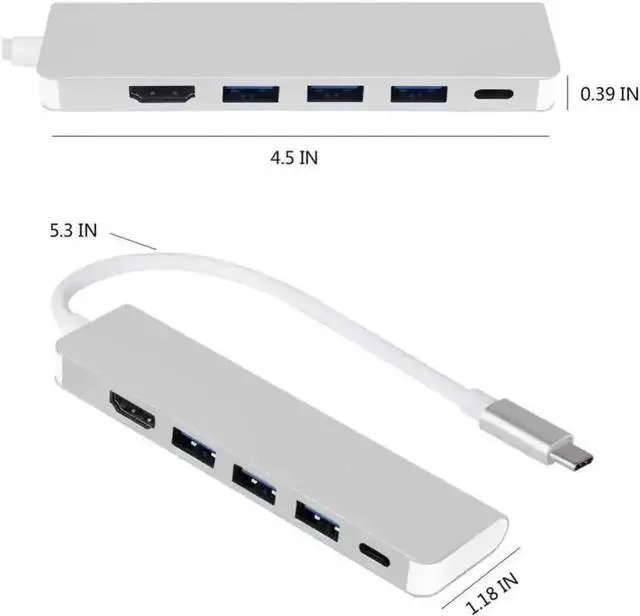 Alt view image 3 of 5 - WRIARICH Male to USB 3.0 Hub Adapter with 4K HDMI Output, 5Gbps High-Speed Data Transfer Multiport Connector for USB-A Devices