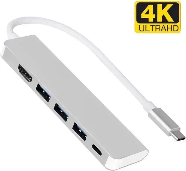 Alt view image 5 of 5 - WRIARICH Male to USB 3.0 Hub Adapter with 4K HDMI Output, 5Gbps High-Speed Data Transfer Multiport Connector for USB-A Devices