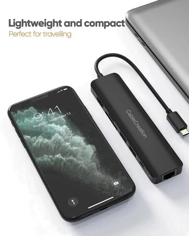 Alt view image 5 of 7 - WRIARICH 7 in 1 USB C Multiport Hub with Gigabit Ethernet, 4K@60Hz HDMI, 100W PD Charging, Dual USB3.0, SD TF Card Reader for MacBook M1/M2, iPad Pro, Dell XPS, HP Laptops