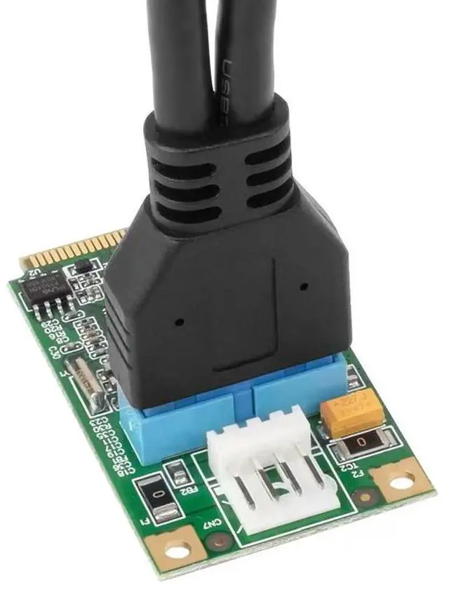 Alt view image 6 of 7 - WRIARICH E3-MPE202-2P Mini PCI-E to USB 3.0 Expansion Card, Internal 19-Pin Header Adapter with USB 3.0 Female Extension Cable, 2-Port 5Gbps SuperSpeed Card for Industrial Embedded Devices