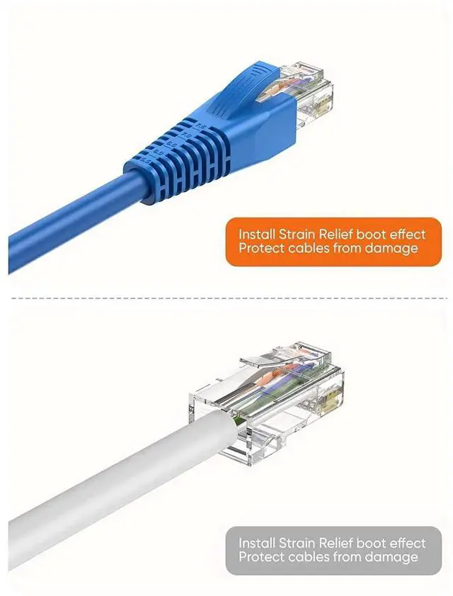 Alt view image 6 of 6 - WRIARICH 100 Pack Blue RJ45 Strain Relief Boots, LAN Cable Plug Protective Sleeves Fit CAT5/CAT5E/CAT6/CAT6A, Flexible Cable Covers for Multiple Wire Diameters