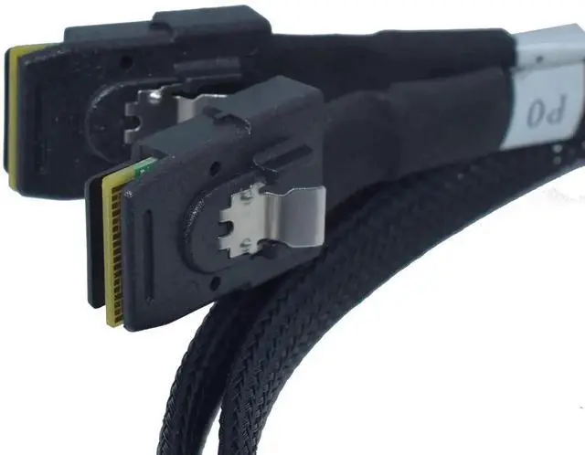Alt view image 4 of 5 - WRIARICH 50cm/1.6ft PCIe 4.0 OCuLink SFF-8611 8X Breakout Cable, Single 8-Lane to Dual Mini SAS SFF-8087 4X Server Storage Cord