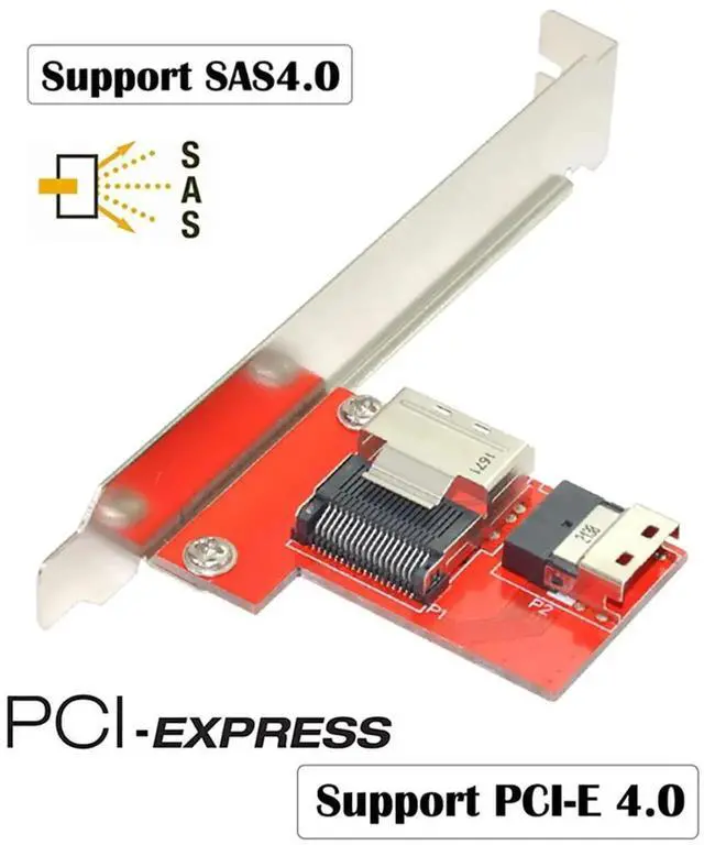 Alt view image 2 of 7 - WRIARICH PCIe 4.0 Slimline SAS SFF-8654 Female to Mini SAS SFF-8087 Female Adapter Card, Storage Conversion PCBA Module with Full & Low Profile Bracket for Server RAID Controller