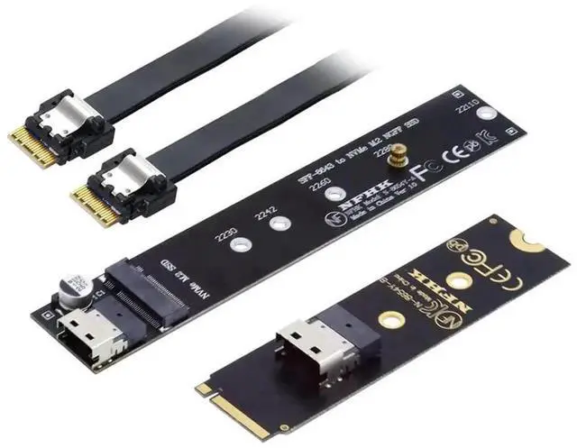 Main image of WRIARICH 40cm NGFF M-Key NVMe Male to Female Extension Cable with SFF-8654 Connector, Compatible with Motherboard 2280/22110 NVMe SSD