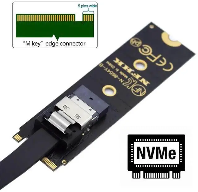 Alt view image 2 of 7 - WRIARICH 40cm NGFF M-Key NVMe Male to Female Extension Cable with SFF-8654 Connector, Compatible with Motherboard 2280/22110 NVMe SSD