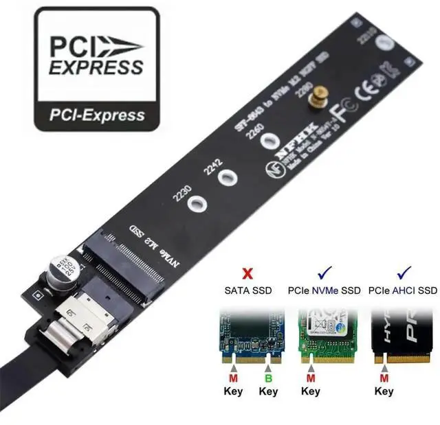 Alt view image 6 of 7 - WRIARICH 40cm NGFF M-Key NVMe Male to Female Extension Cable with SFF-8654 Connector, Compatible with Motherboard 2280/22110 NVMe SSD