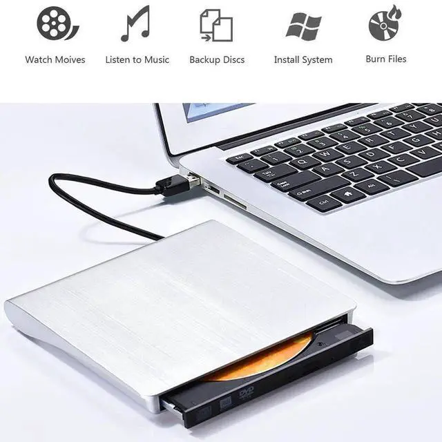 Alt view image 2 of 6 - WRIARICH White Slim External CD DVD Drive USB3.0 DVD-RW Burner Rewriter Compatible with Windows 7/8/10 Mac Laptop Notebook Desktop PC