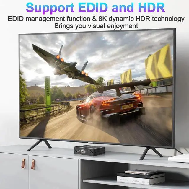 Alt view image 6 of 7 - WRIARICH 8K HDMI 2.1 Splitter 1 in 2 Out, 48Gbps 1×2 UHD Mirror Duplicator with Adjustable EDID, Support 8K@60Hz 4K@120Hz HDR VRR for PS5 PS4 Xbox HDTV Dual Monitors