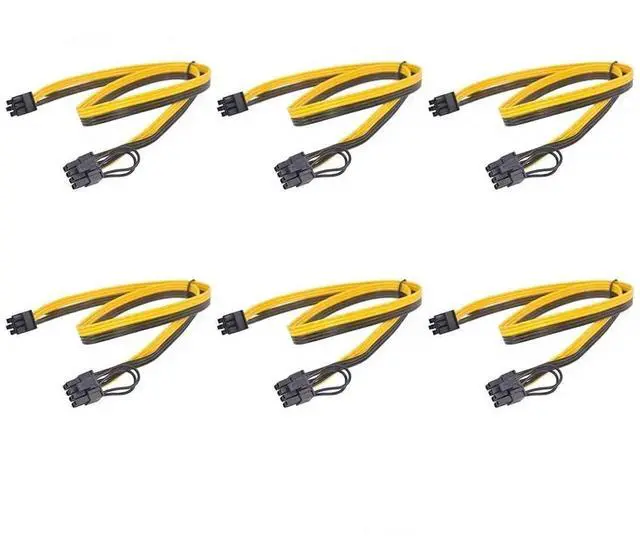 Main image of WRIARICH 6-Pack 40cm PCIe 6Pin to 6+2Pin Power Adapter Cables, GPU 6Pin Male to 8Pin(6+2) Male Conversion Cord for Server Board & BTC Mining Rig