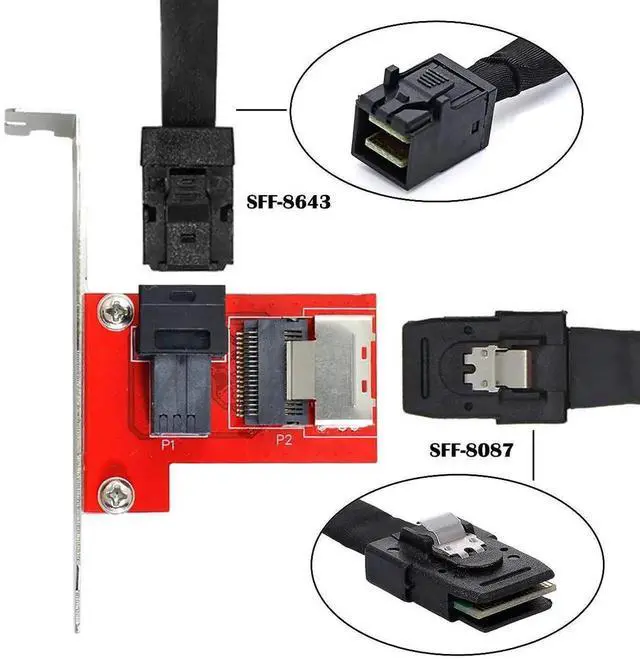 Alt view image 3 of 7 - WRIARICH PCIe 4.0 Mini SAS SFF-8087 to SFF-8643 HD SAS PCBA Adapter Card with PCI Mount Bracket